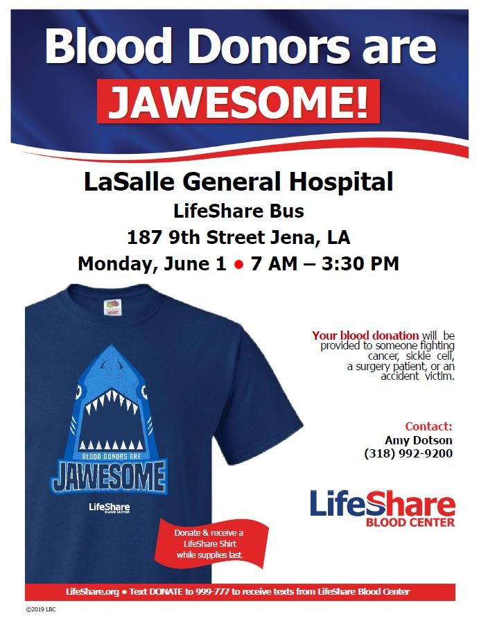 Blood Drive at LGH . . . Please plan to donate!