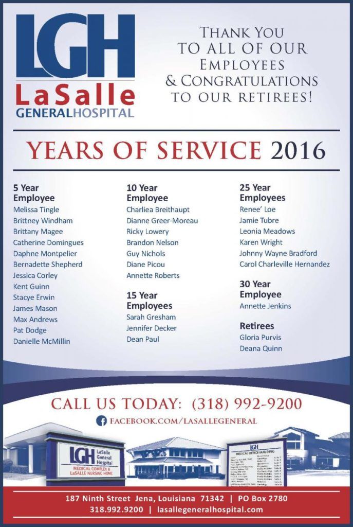 LGH Years of Service 2016 Recognition